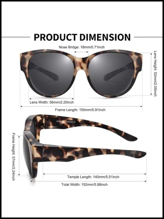 Polarized Fit Over Glasses Sunglasses UV400 Protection Cat Eye Frame Driving main image 6